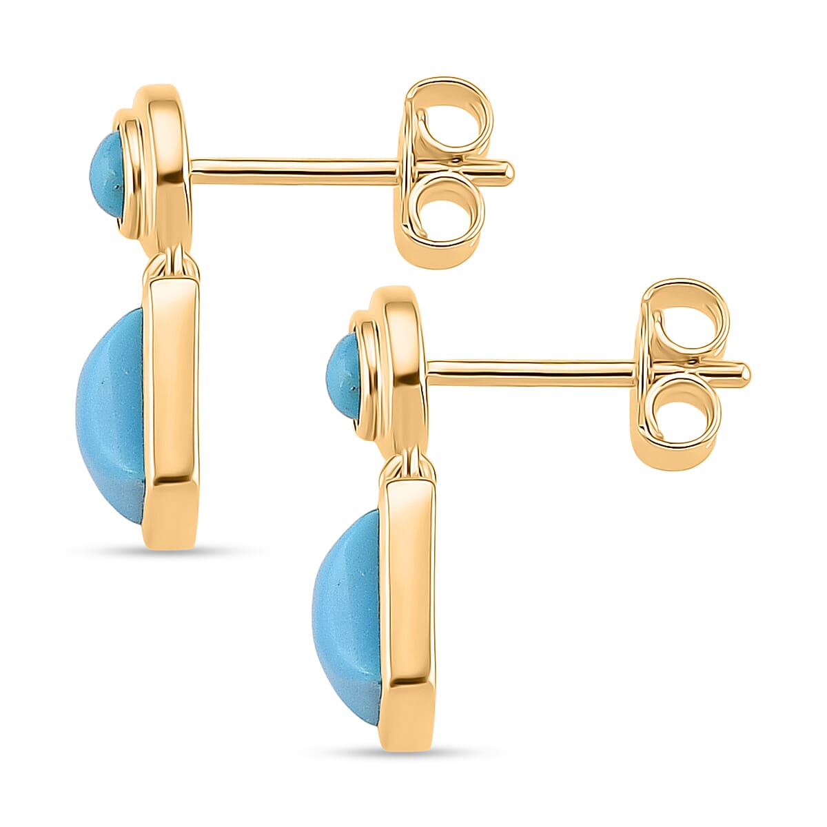 D'Joy Sleeping Beauty Turquoise Drop Earring with Push Back in Yellow Gold Plated Sterling Silver 2.33 Ct. 8274395 4