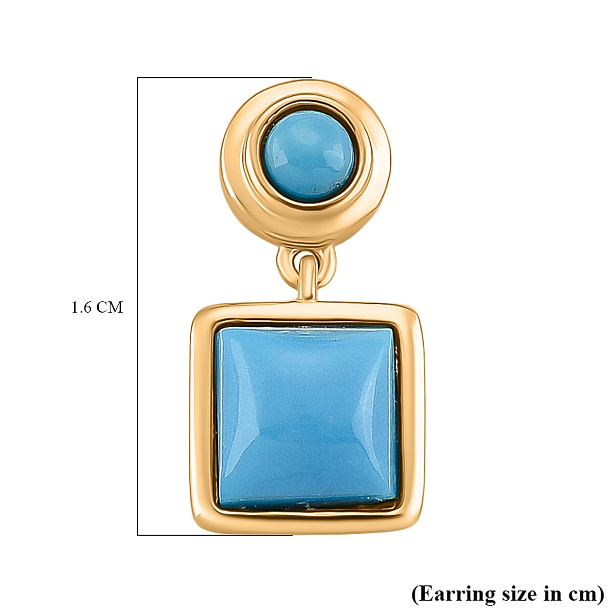 D'Joy Sleeping Beauty Turquoise Drop Earring with Push Back in Yellow Gold Plated Sterling Silver 2.33 Ct. 8274395 6