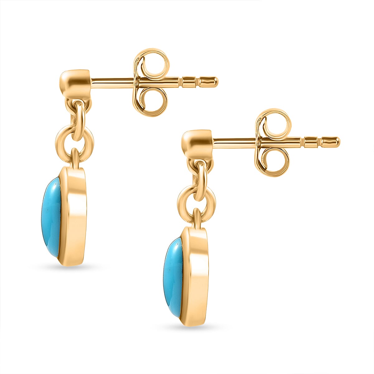 D'Joy Sleeping Beauty Turquoise Dangling Earring with Push Back in 18K Yellow Gold Plating Sterling Silver 1.53 Ct. 8277556 5