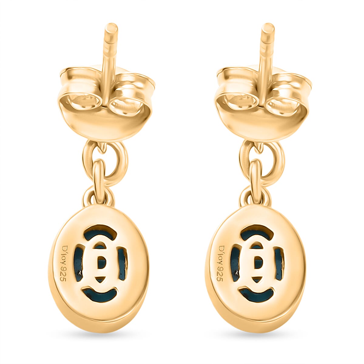 D'Joy Sleeping Beauty Turquoise Dangling Earring with Push Back in 18K Yellow Gold Plating Sterling Silver 1.53 Ct. 8277556 6