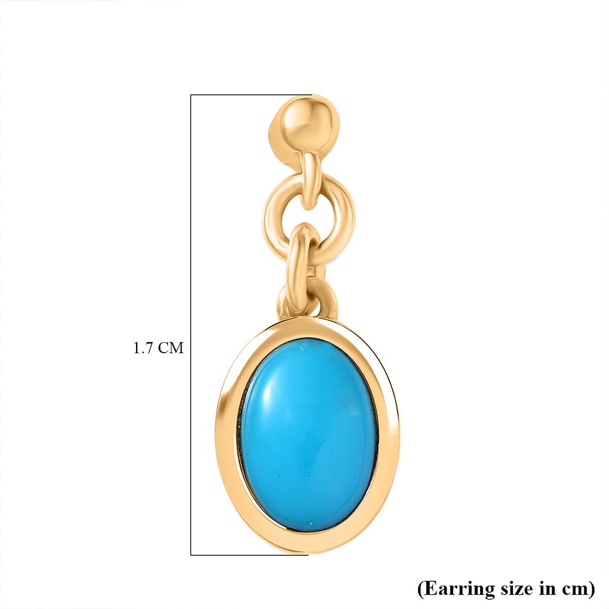 D'Joy Sleeping Beauty Turquoise Dangling Earring with Push Back in 18K Yellow Gold Plating Sterling Silver 1.53 Ct. 8277556 7