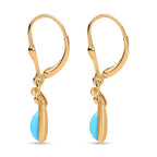 D'Joy Sleeping Beauty Turquoise Dangling Earring with Lever Back in Yellow Gold Plated Sterling Silver 1.41 Ct.