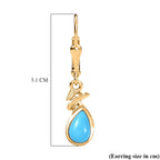 D'Joy Sleeping Beauty Turquoise Dangling Earring with Lever Back in Yellow Gold Plated Sterling Silver 1.41 Ct.
