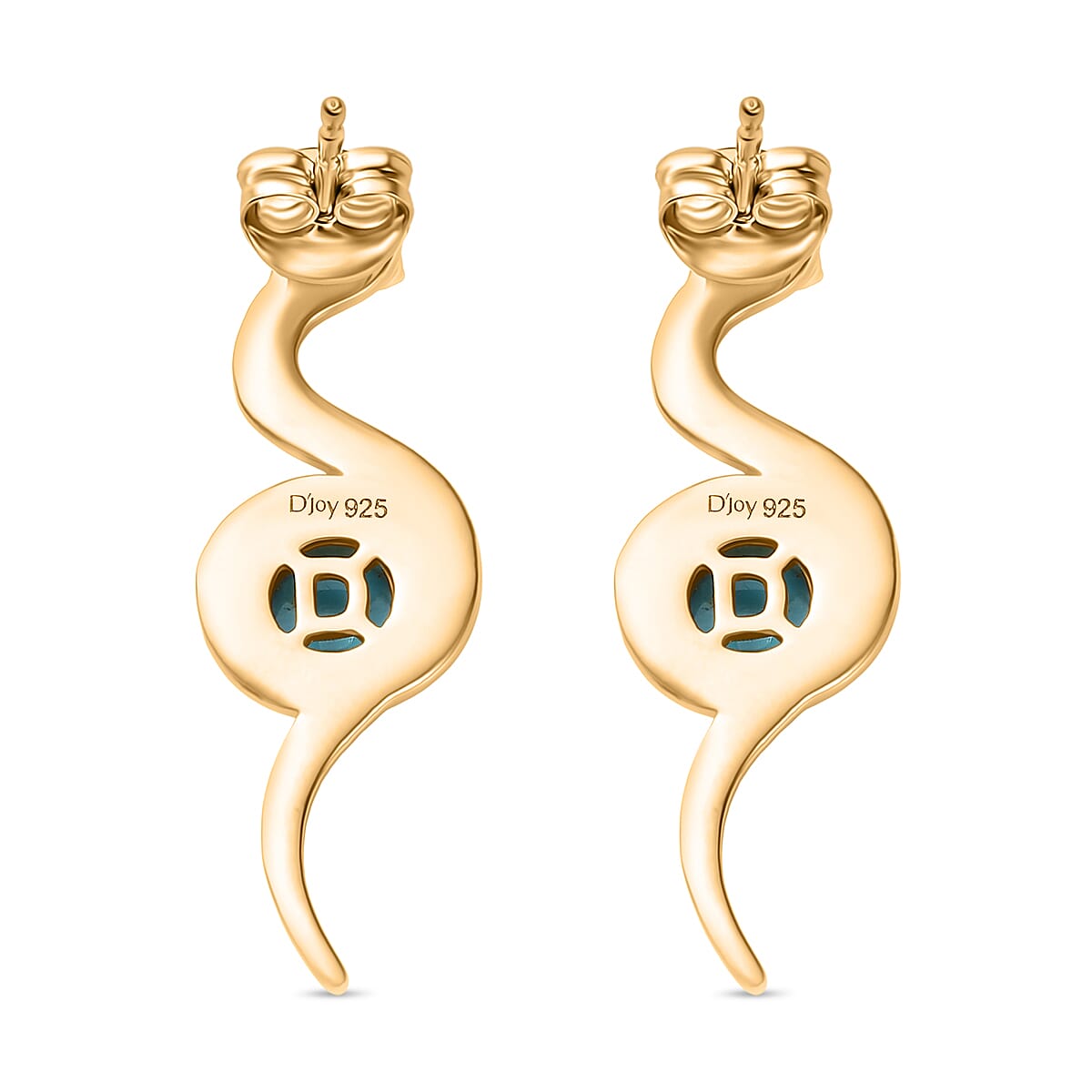 D'Joy Sleeping Beauty Turquoise Living Creature Earring with Push Back in 18K Yellow Gold Plating Sterling Silver 2.20 Ct. 8274786 5