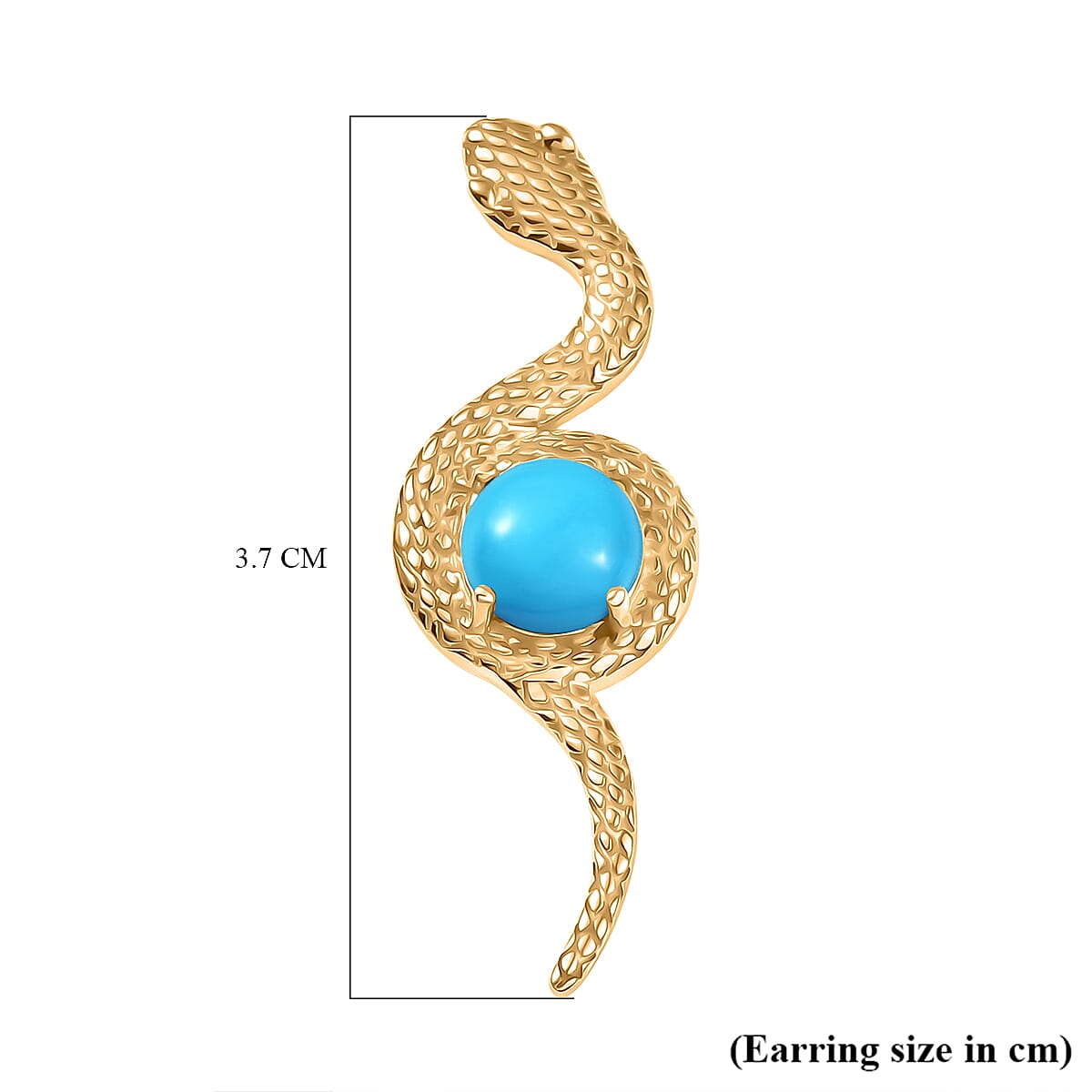 D'Joy Sleeping Beauty Turquoise Living Creature Earring with Push Back in 18K Yellow Gold Plating Sterling Silver 2.20 Ct. 8274786 6