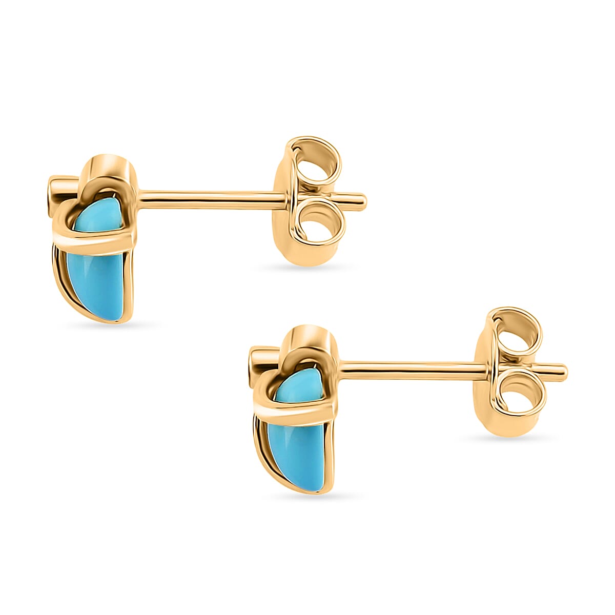 D'Joy Sleeping Beauty Turquoise &amp; Moissanite Stud Push Post Earring Sterling Silver 1.12 Ct. 8274333 4