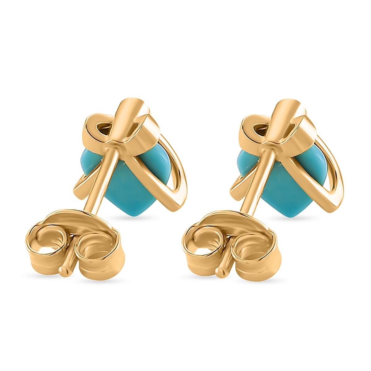 D'Joy Sleeping Beauty Turquoise &amp; Moissanite Stud Push Post Earring Sterling Silver 1.12 Ct. 8274333 5