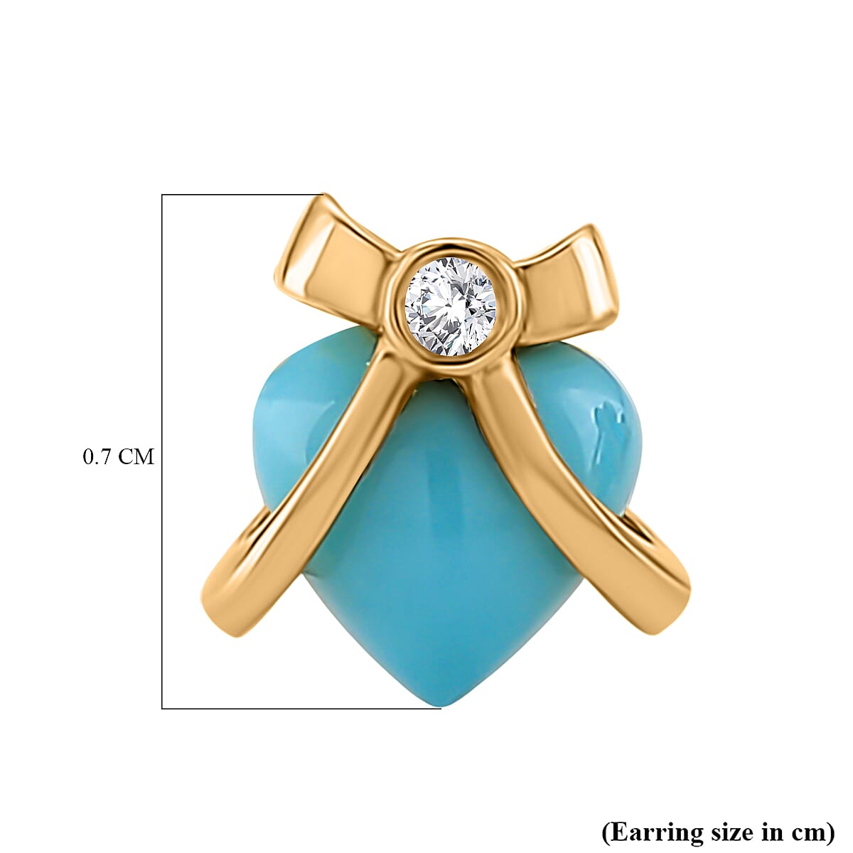 D'Joy Sleeping Beauty Turquoise &amp; Moissanite Stud Push Post Earring Sterling Silver 1.12 Ct. 8274333 6