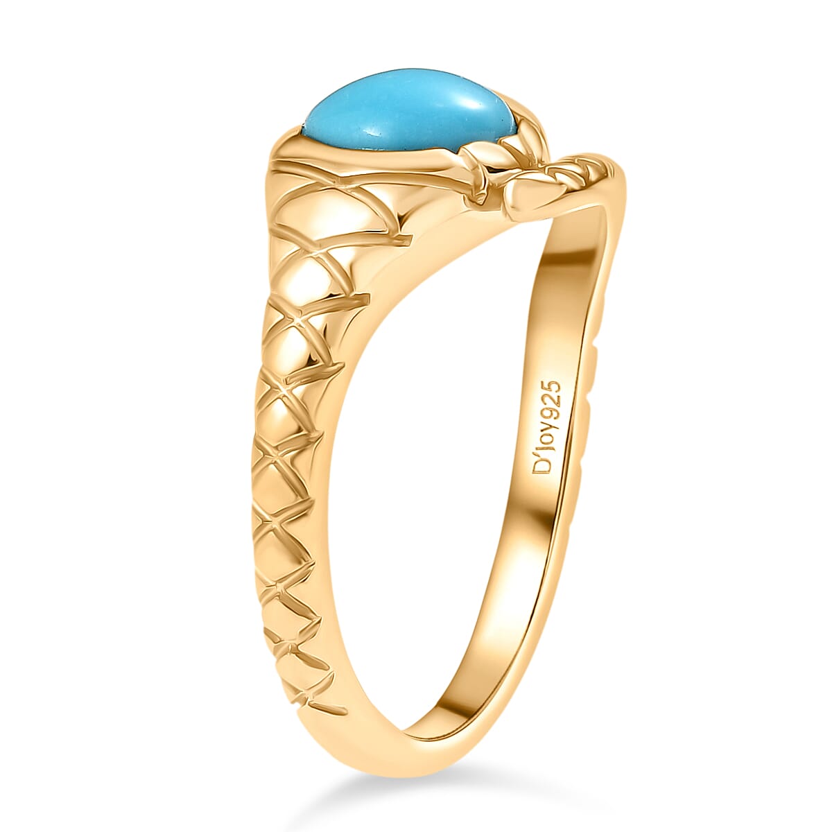 D'Joy Sleeping Beauty Turquoise &amp; Natural Chrome Diopside Snake Ring in 18K Yellow Gold Plating Sterling Silver 1.14 Ct. V32636346 3
