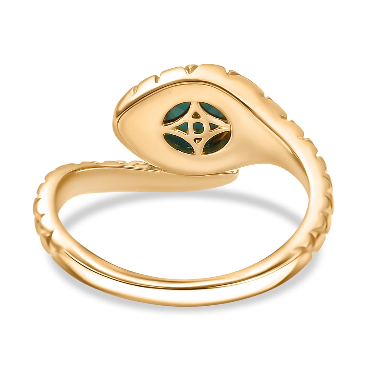 D'Joy Sleeping Beauty Turquoise &amp; Natural Chrome Diopside Snake Ring in 18K Yellow Gold Plating Sterling Silver 1.14 Ct. V32636346 4