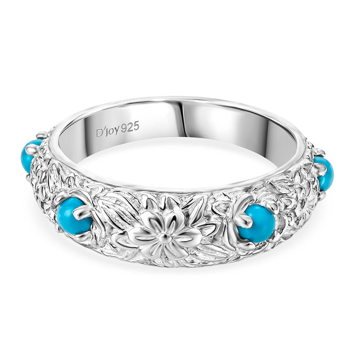 Royal Bali Collection - D'Joy Sleeping Beauty Turquoise Sterling Silver Floral Band Ring 0.50 Ct. 8515020 1