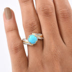 D'Joy Sleeping Beauty Turquoise Solitaire Ring in Yellow Gold Plated & Platinum Overlay Sterling Silver 1.22 Ct.