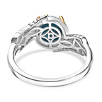 D'Joy Sleeping Beauty Turquoise Solitaire Ring in Yellow Gold Plated & Platinum Overlay Sterling Silver 1.22 Ct.