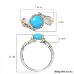 D'Joy Sleeping Beauty Turquoise Solitaire Ring in Yellow Gold Plated & Platinum Overlay Sterling Silver 1.22 Ct.