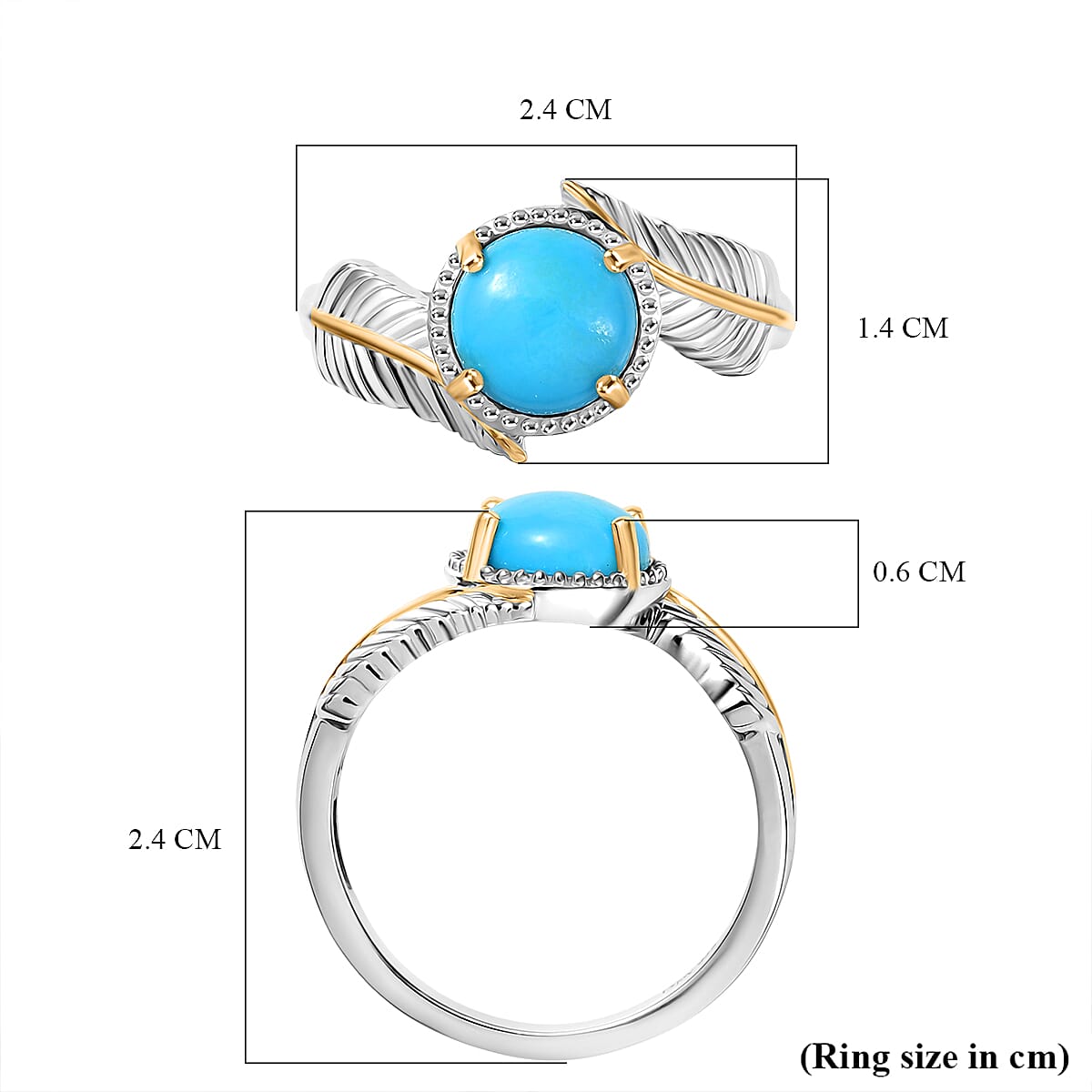 D'Joy Sleeping Beauty Turquoise Solitaire Ring in Yellow Gold Plated &amp; Platinum Overlay Sterling Silver 1.22 Ct. 8280491 6