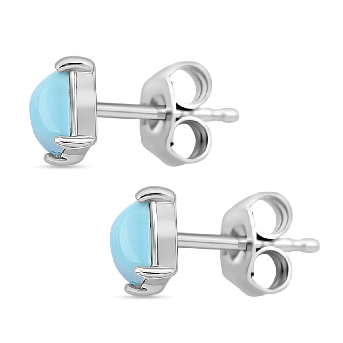 D'Joy Sleeping Beauty Turquoise Solitaire Stud Push Post Earring in Rhodium Overlay Sterling Silver 8274300 4