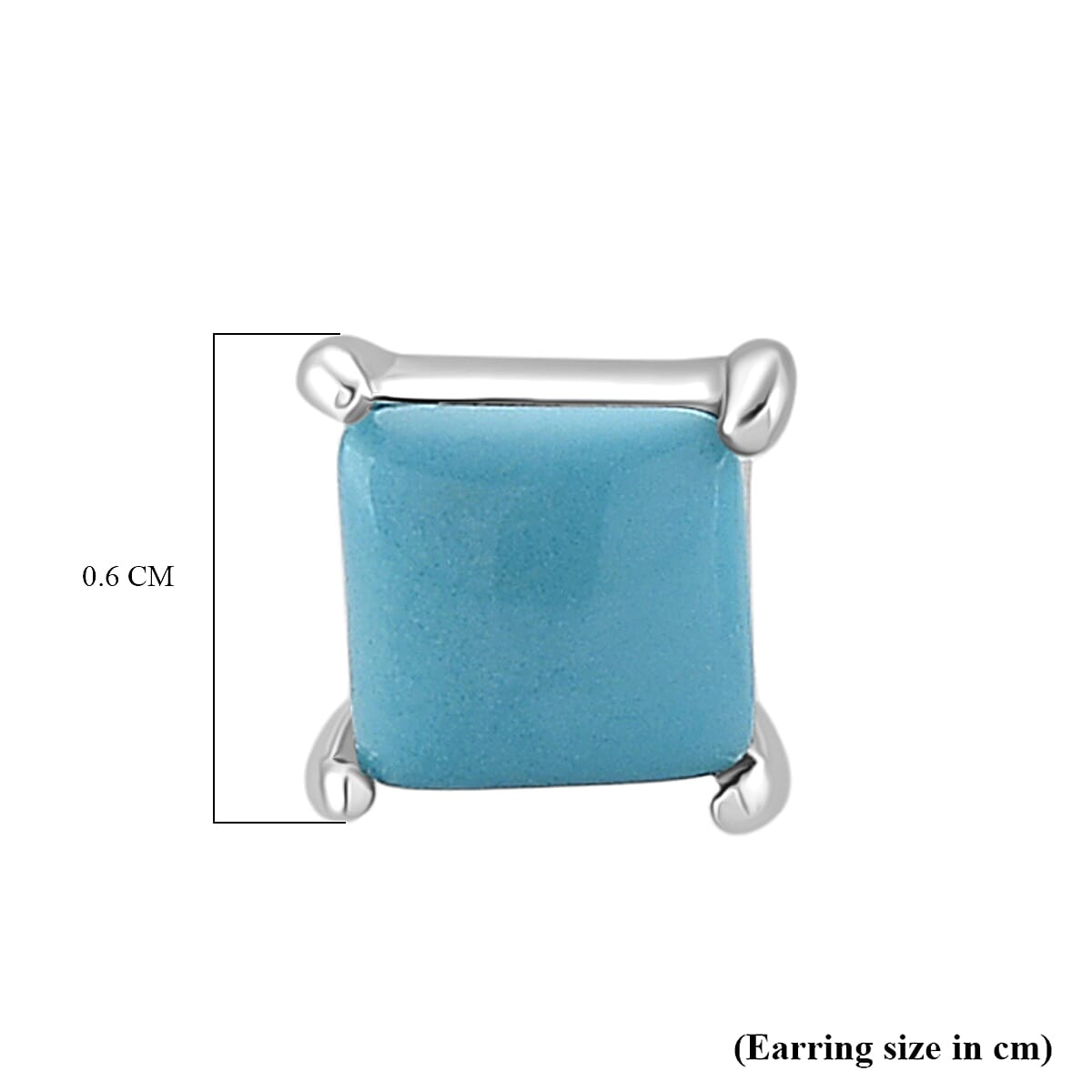 D'Joy Sleeping Beauty Turquoise Solitaire Stud Push Post Earring in Rhodium Overlay Sterling Silver 8274300 6