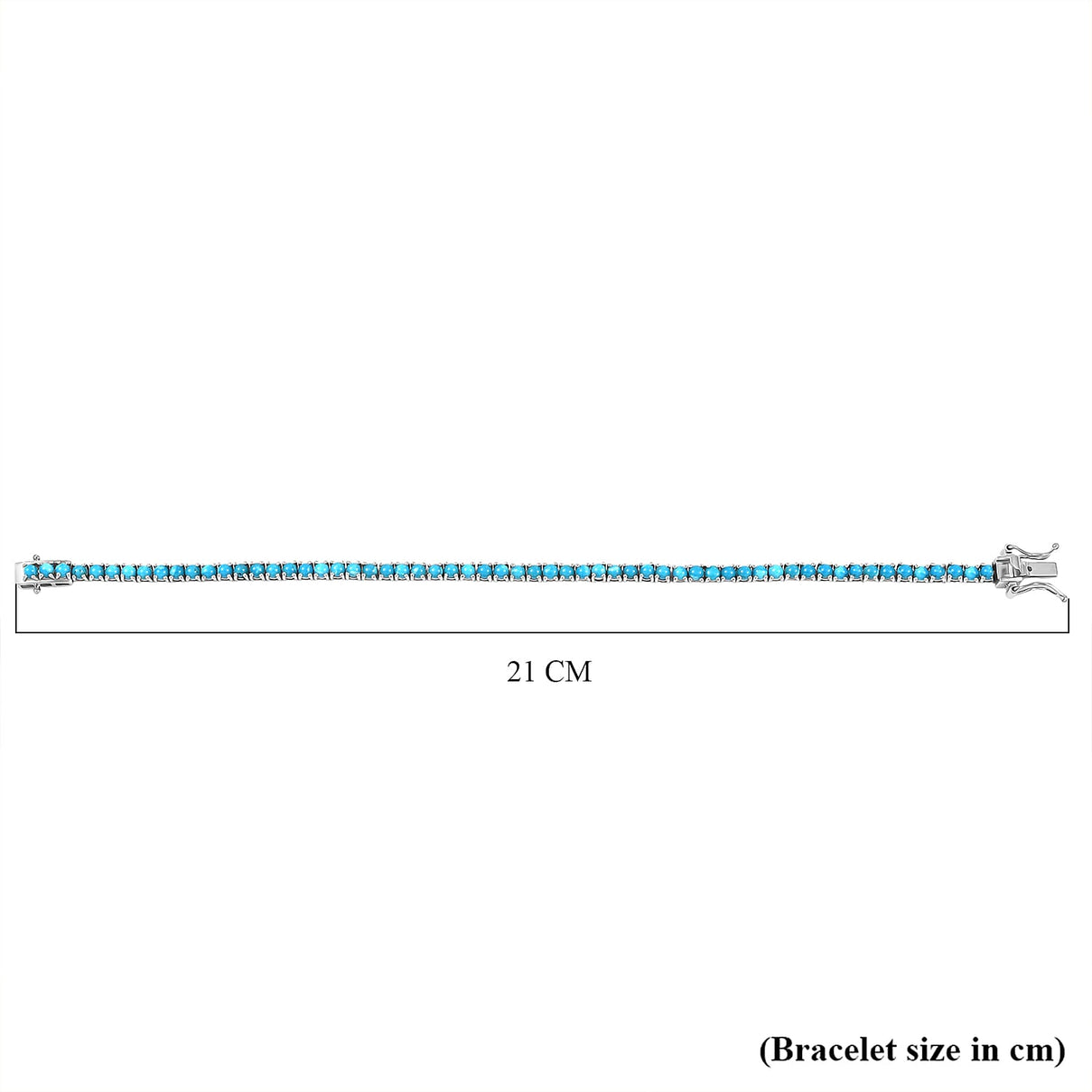 D'Joy - Sleeping Beauty Turquoise Tennis Bracelet (Size 8) with GB Lock Box in Rhodium Overlay Sterling Silver 8.00 Ct, Silver Wt. 11.00 Gms. 8287341 5