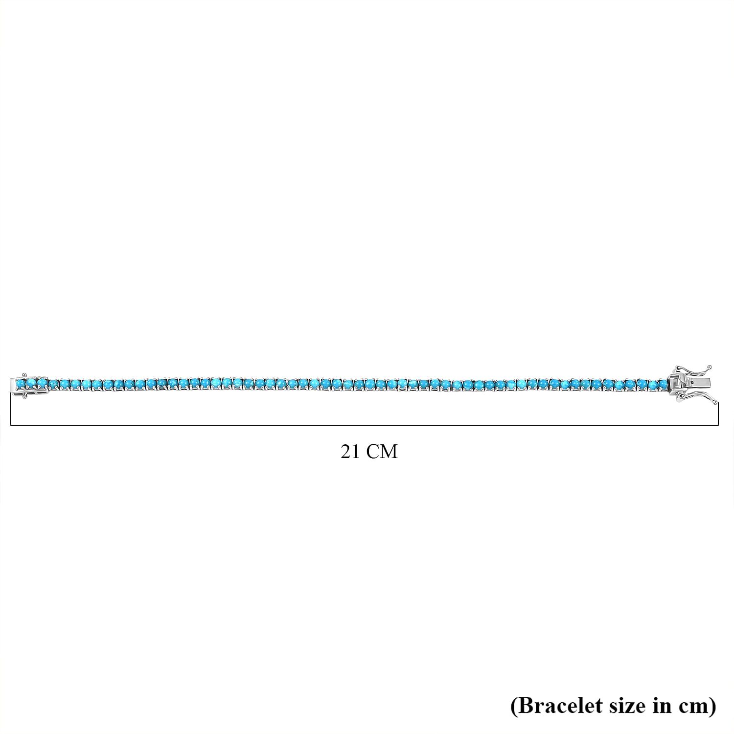 D'Joy - Sleeping Beauty Turquoise Tennis Bracelet (Size 8) with GB Lock Box in Rhodium Overlay Sterling Silver 8.00 Ct, Silver Wt. 11.00 Gms. 8287341 5