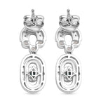D'Joy Sleeping Beauty Turquoise & White Zircon Dangling Earring with Push Back in Rhodium Overlay Sterling Silver