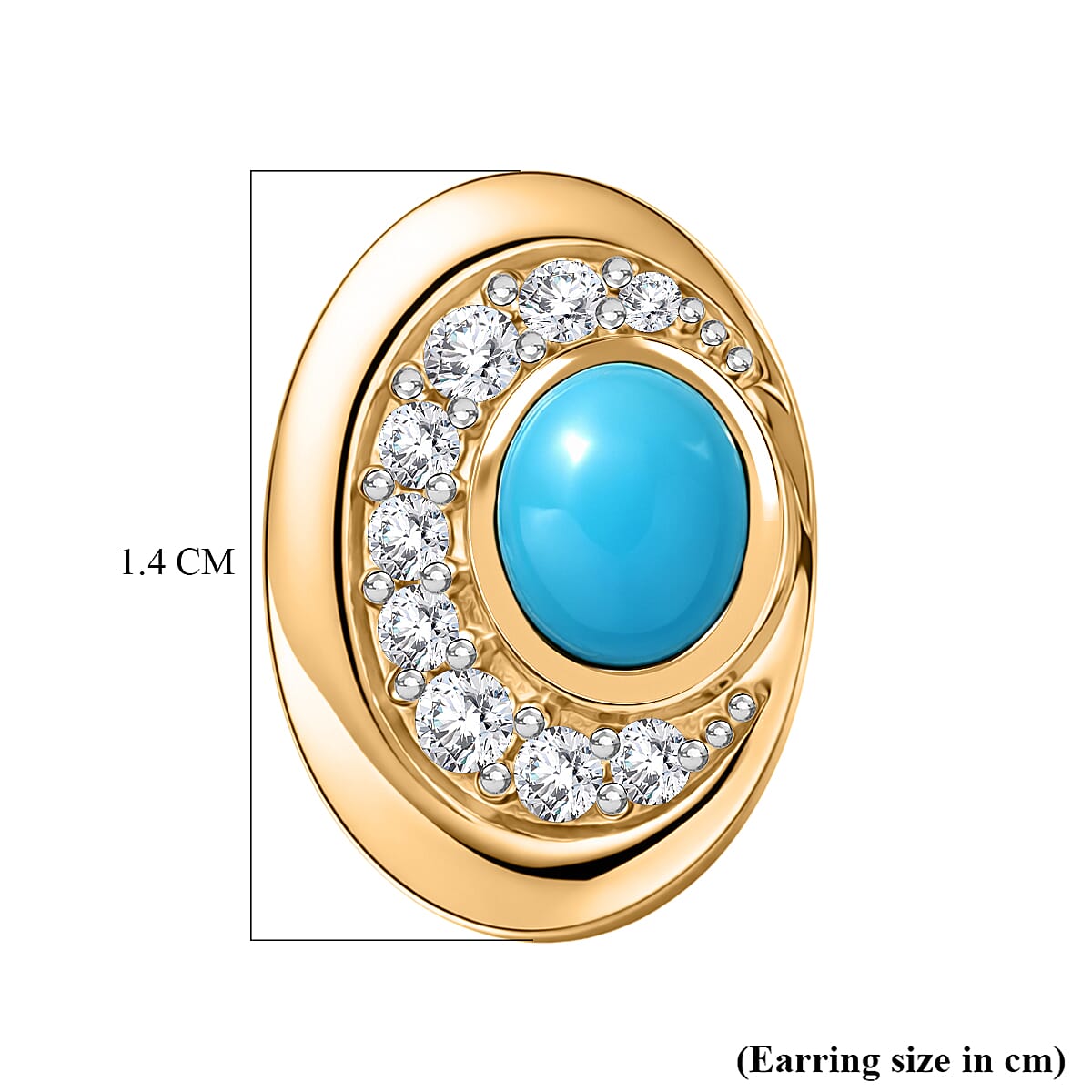D'Joy Sleeping Beauty Turquoise &amp; White Zircon Halo stud Earring with Push Back in Yellow Gold Plated Sterling Silver 1.12 Ct. 8435610 6