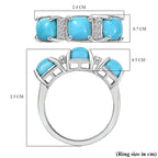 D'Joy Sleeping Beauty Turquoise & White Zircon Ring in Platinum Overlay Sterling Silver 2.91 Ct.