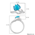 D'Joy Sleeping Beauty Turquoise & White Zircon Ring in Rhodium Overlay Sterling Silver 1.31 Ct.