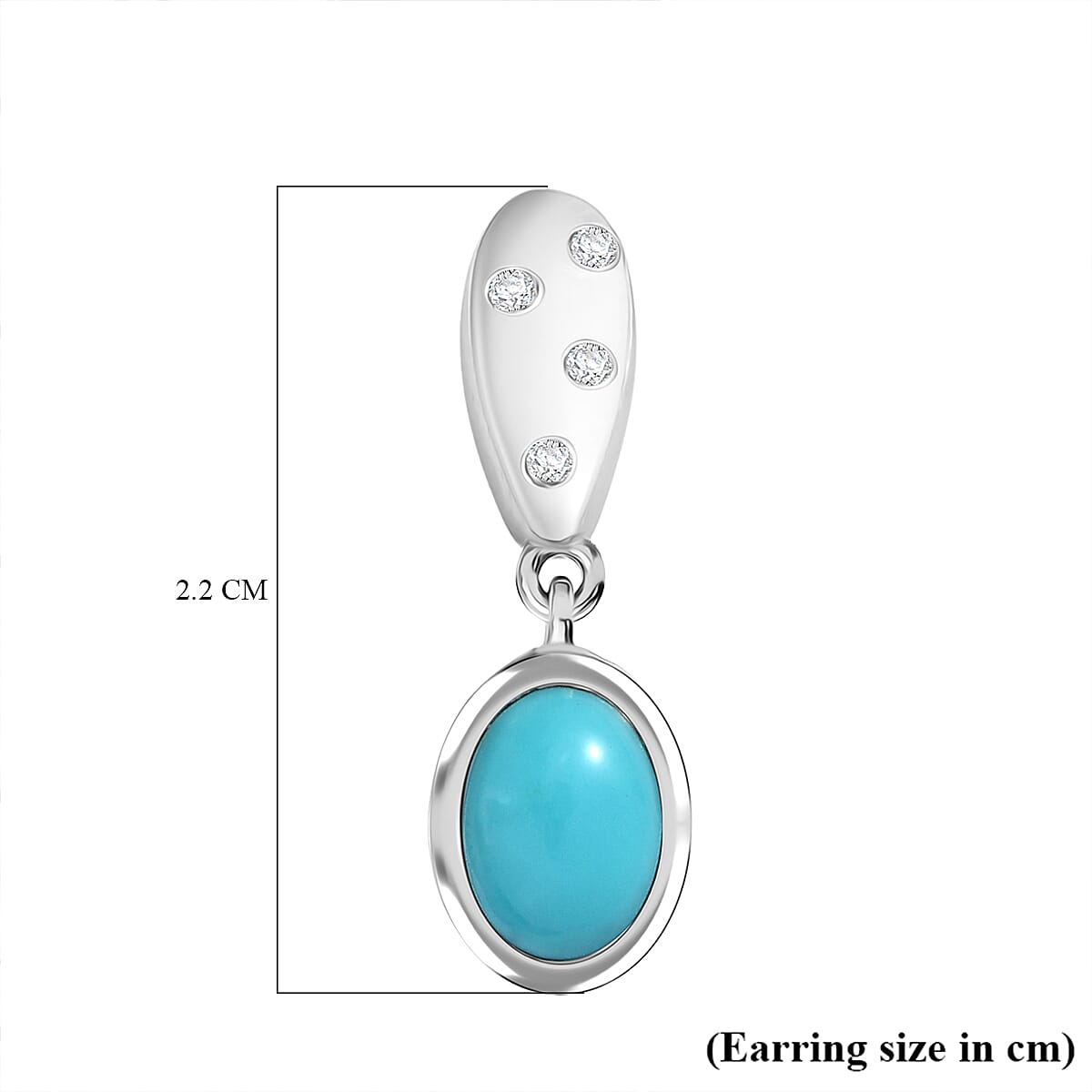 D'Joy Sleeping Beauty Turquoise &amp; White Zircon Solitaire Stud Push Post Earring in Platinum Overlay Sterling Silver 1.58 Ct. 8277504 5