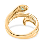 D'Joy Emerald Serpentine Snake Ring in Yellow Gold Plated Sterling Silver