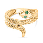 D'Joy Emerald Serpentine Snake Ring in Yellow Gold Plated Sterling Silver