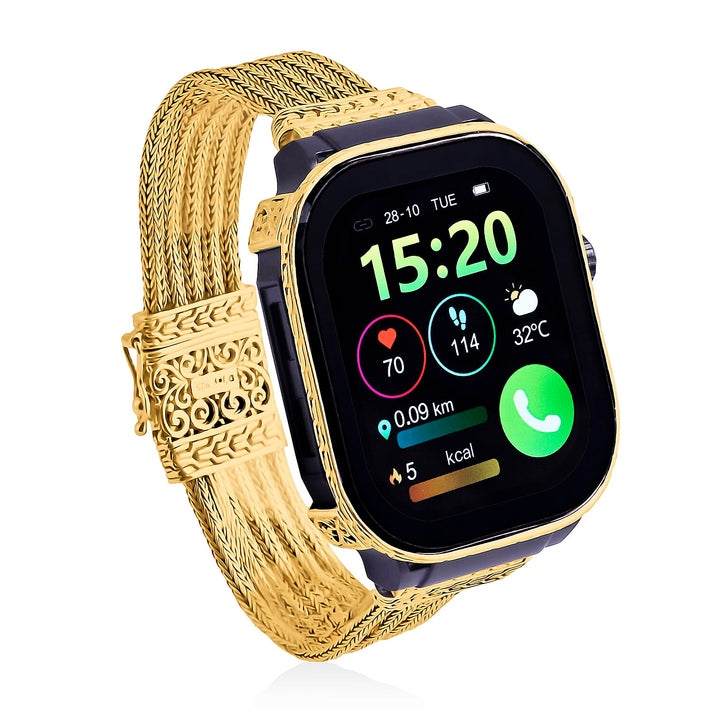 D'Joy 22K Vermeil Yellow Gold Plated Sterling Silver Tulangnaga Chain Smart Watch Bracelet (Size 8.5), Silver Wt. 46.80 Gms. 8286468 1