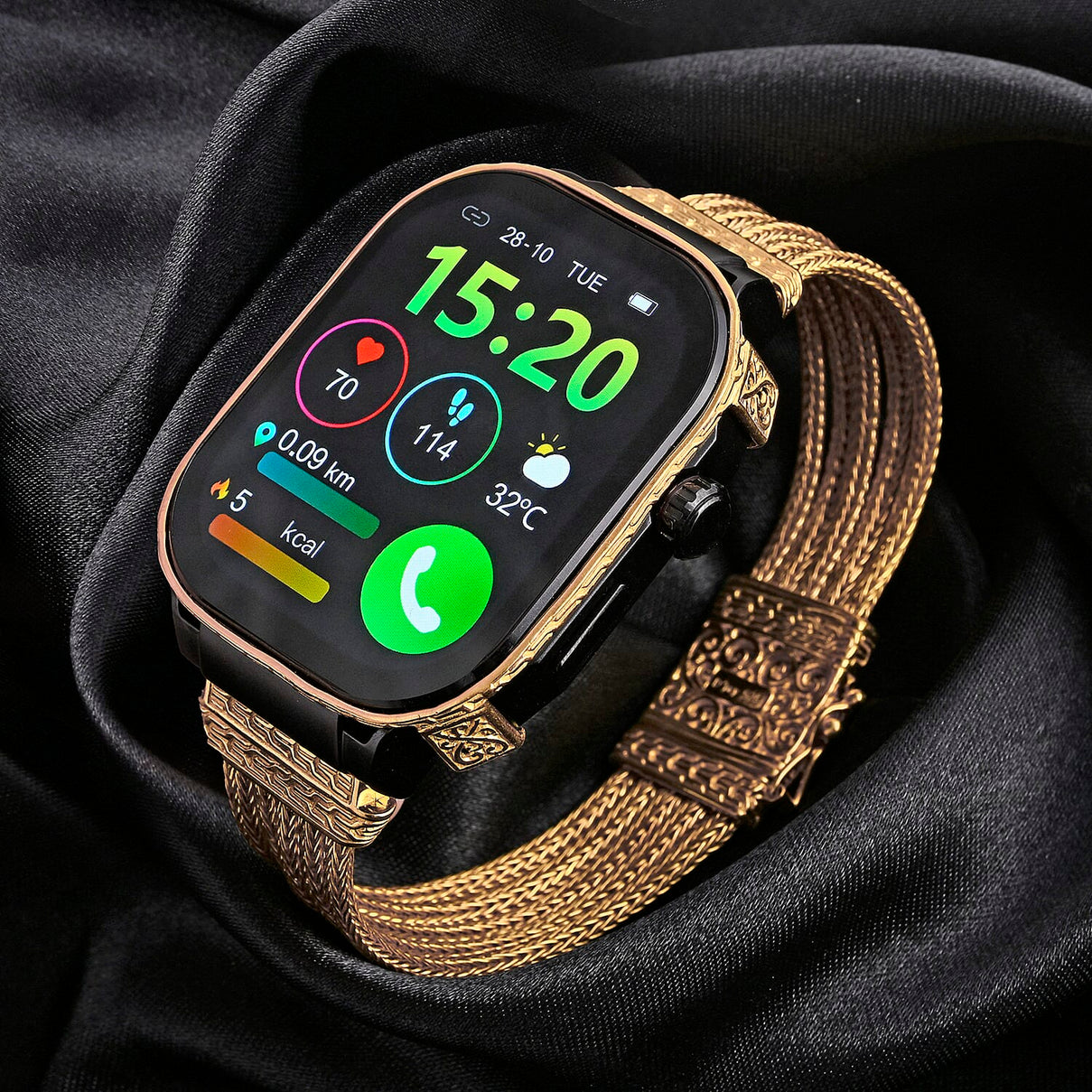 Royal Bali Collection 22K Gold Vermeil Sterling Silver Handmade Tulang Naga Bracelet Smart Watch (Size 8.5), Silver Wt. 47.22 Gms 8286468 2