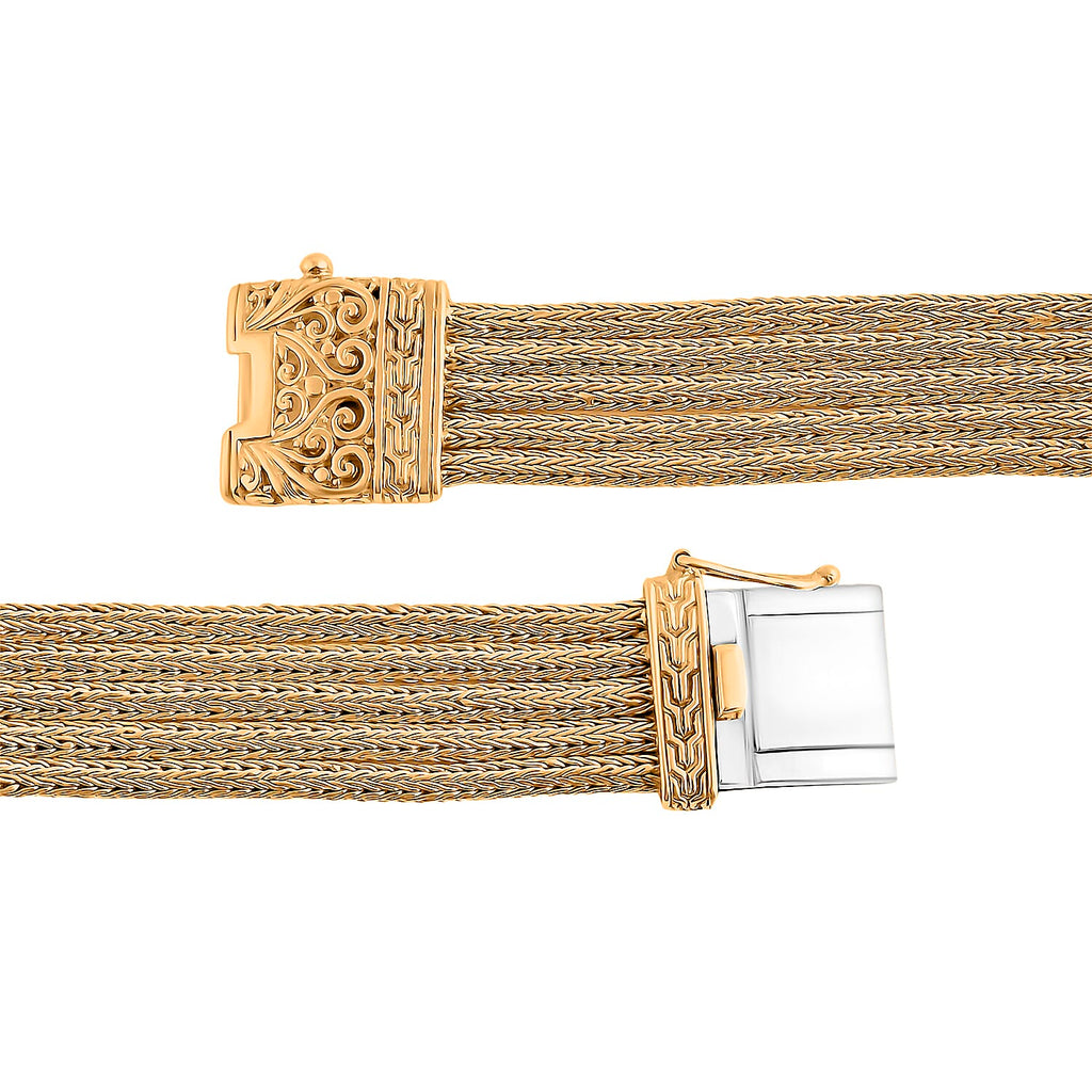 D'Joy 22K Vermeil Yellow Gold Plated Sterling Silver Tulangnaga Chain Smart Watch Bracelet (Size 8.5), Silver Wt. 46.80 Gms.