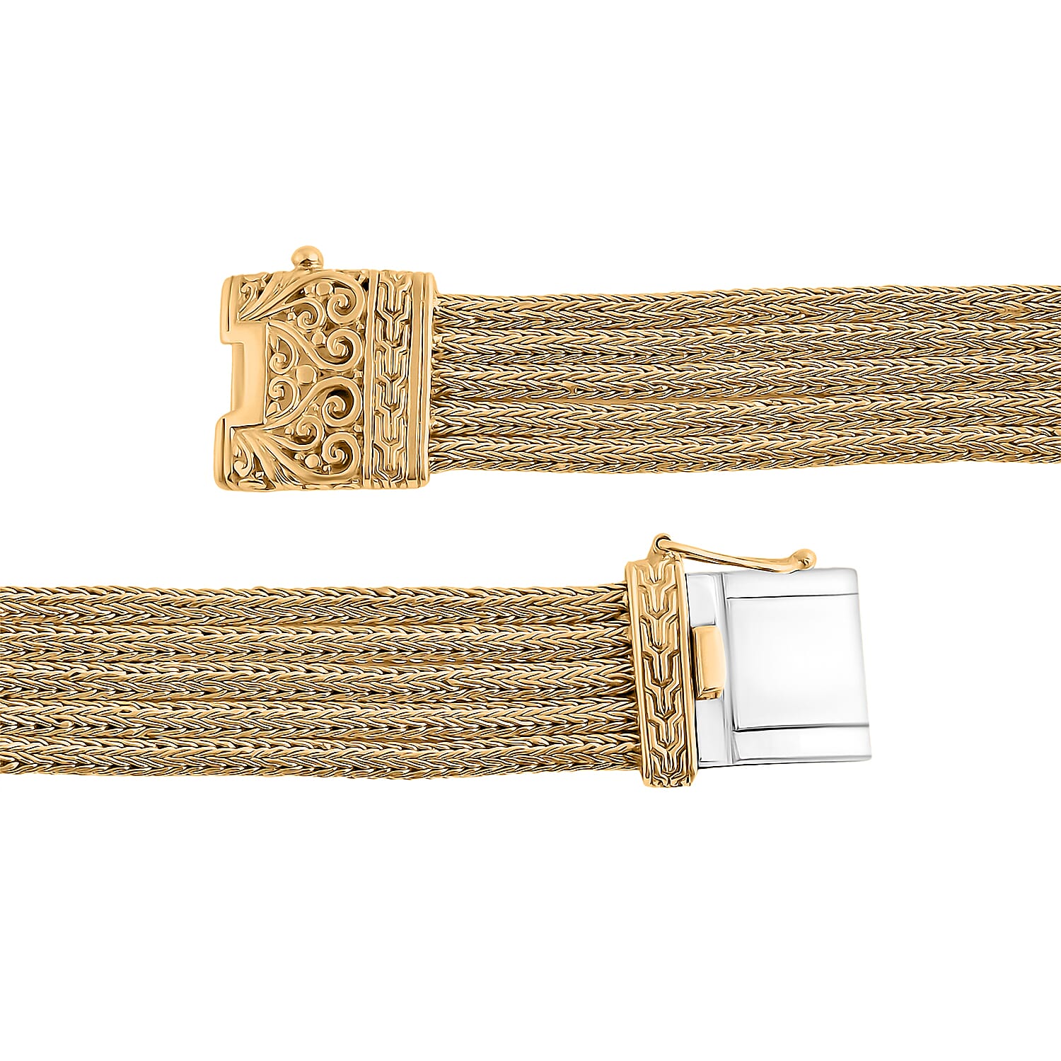 Royal Bali Collection 22K Gold Vermeil Sterling Silver Handmade Tulang Naga Bracelet Smart Watch (Size 8.5), Silver Wt. 47.22 Gms 8286468 5