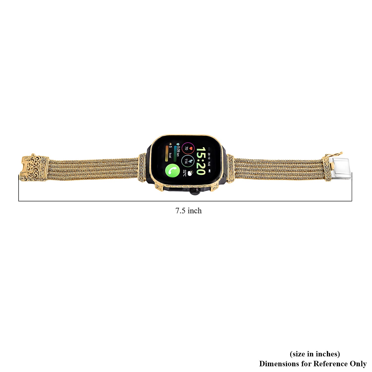 Royal Bali Collection 22K Gold Vermeil Sterling Silver Handmade Tulang Naga Bracelet Smart Watch (Size 8.5), Silver Wt. 47.22 Gms 8286468 6