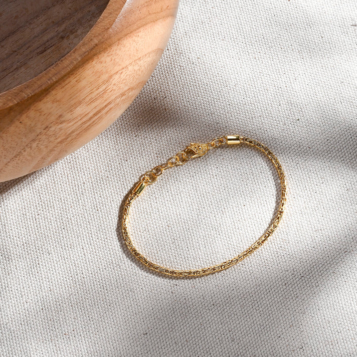 D'Joy 22K Vermeil Yellow Gold Plated Sterling Silver Byzantine Bracelet (Size - 8) with Clasp 8484497 2