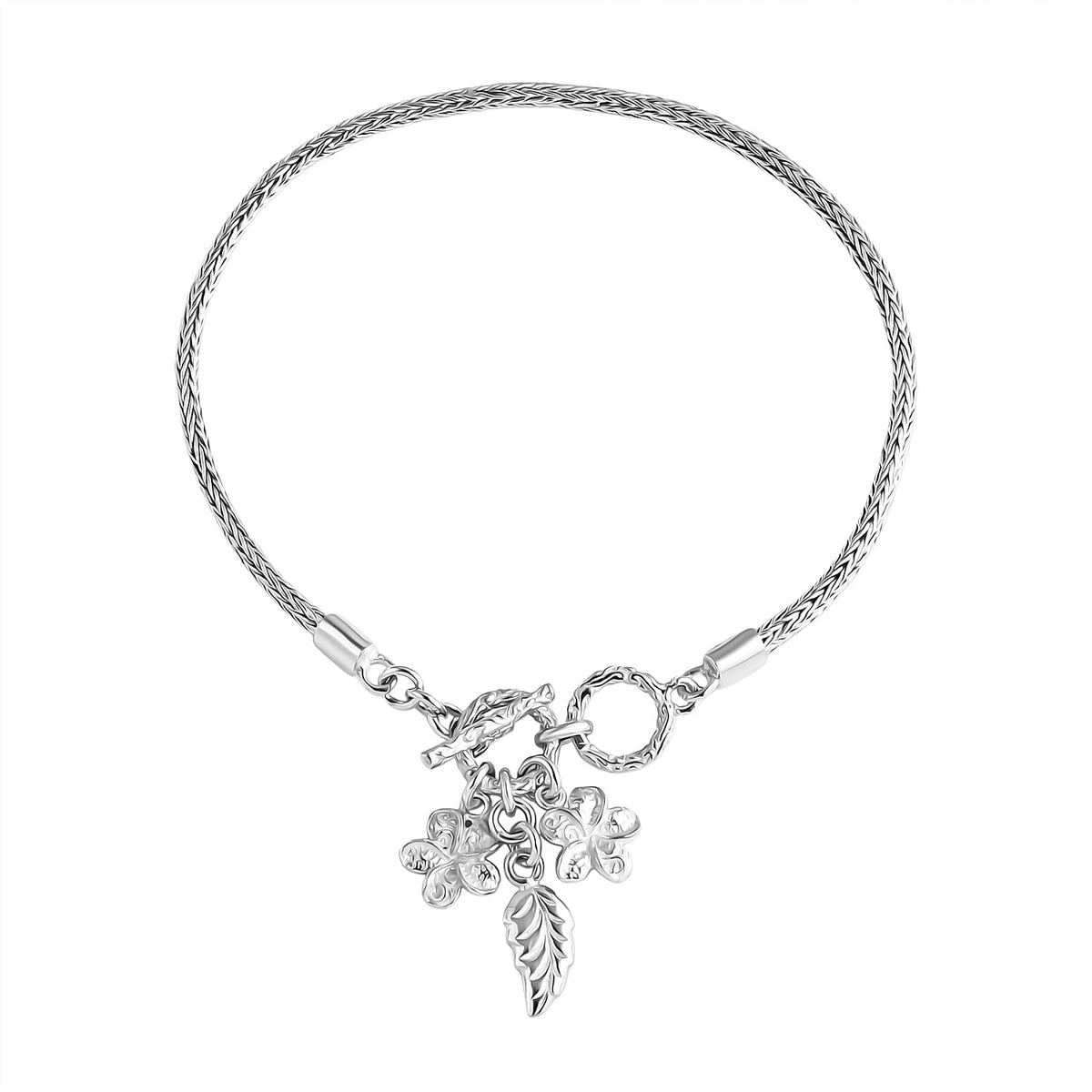 D'Joy Sterling Silver T-Bar Bracelet (Size 7.5-8), Silver Wt. 9.20 Gms. 8261232 0