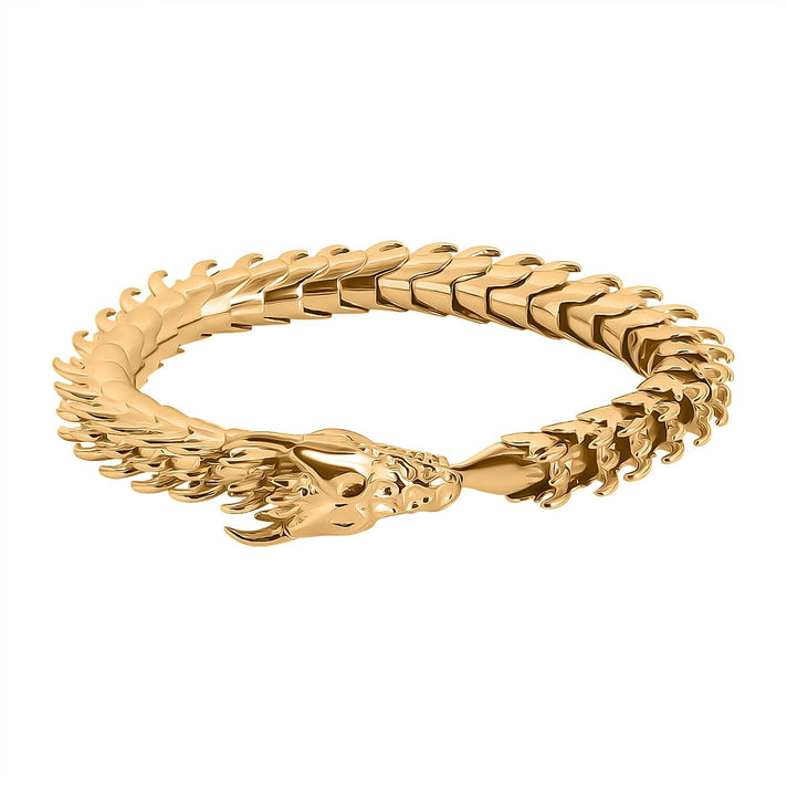 Royal Bali Legacy Collection - Tirta Naga Bracelet (Size 8) with Dragon Head Claspt (Size 7.5) with Dragon Head Clasp in 22K Vermeil Yellow Gold Plated, Silver Wt. 62.67 Gms. 8280063 1