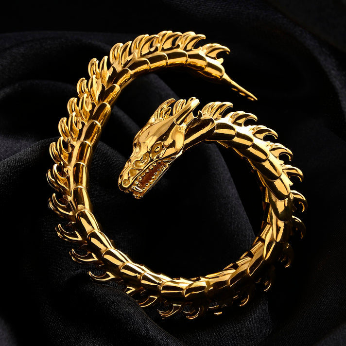 Royal Bali Legacy Collection - Tirta Naga Bracelet (Size 8) with Dragon Head Claspt (Size 7.5) with Dragon Head Clasp in 22K Vermeil Yellow Gold Plated, Silver Wt. 62.67 Gms. 8280063 2