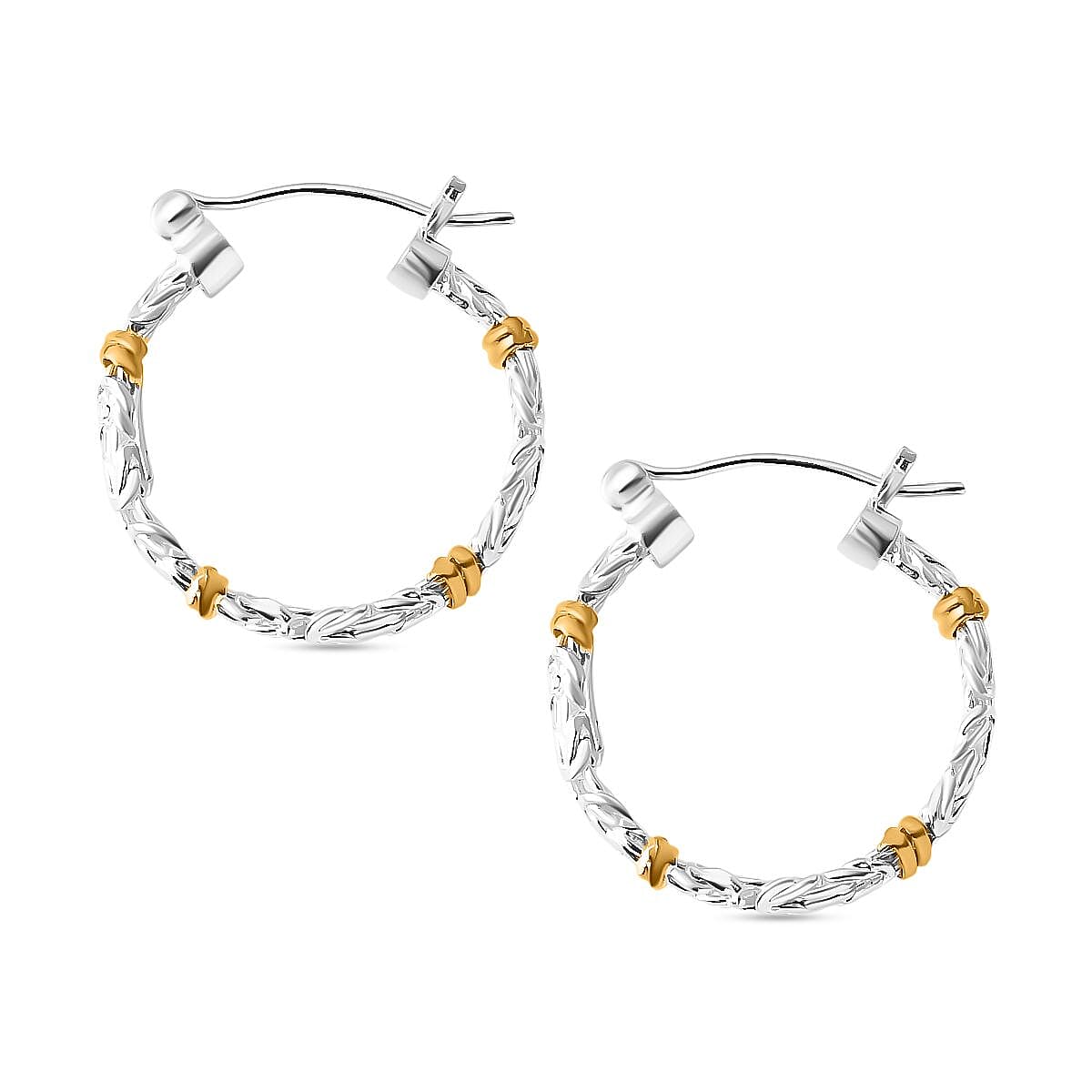 Royal Bali Collection Sterling Silver Hoop Earring with Clasp in Two Tone Plating 7.65gram 8261396 3