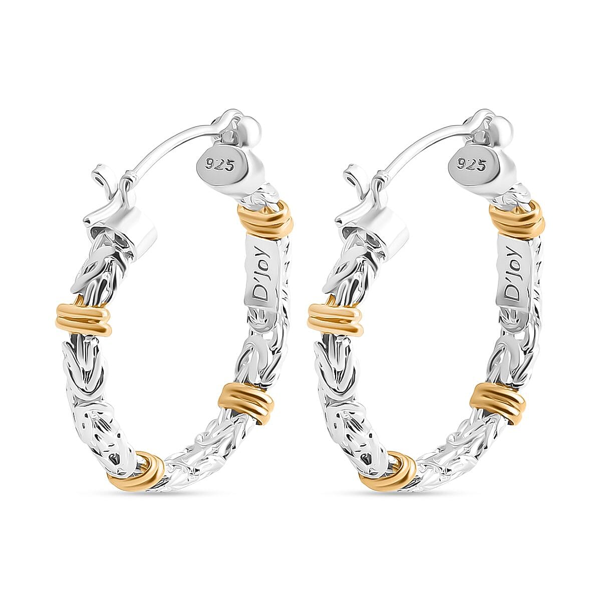 Royal Bali Collection Sterling Silver Hoop Earring with Clasp in Two Tone Plating 7.65gram 8261396 4