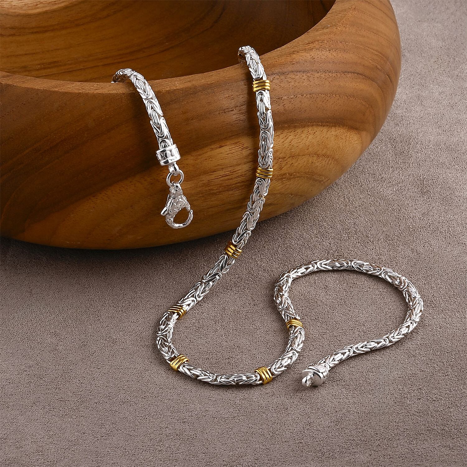 D'Joy Royal Bali Collection Sterling Silver Necklace (Size 20) in Two Tone Plated, Silver Wt. 38.55 Gms. 8261336 1