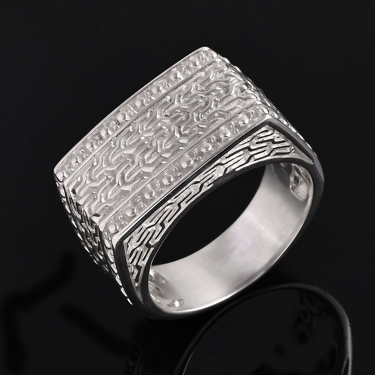 Bali Legacy Sterling Silver Rectangular Signet Ring, Silver Wt. 10.80 Gms. 8339939 1