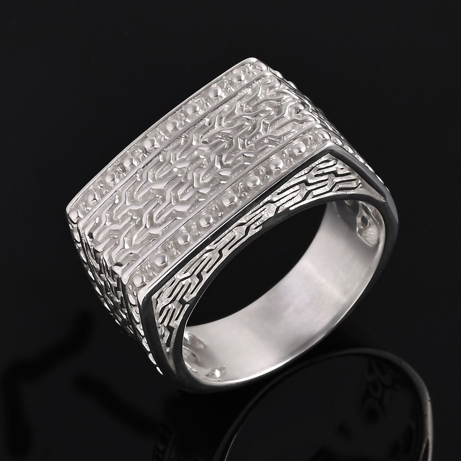 Bali Legacy Sterling Silver Rectangular Signet Ring, Silver Wt. 10.80 Gms. 8339939 1