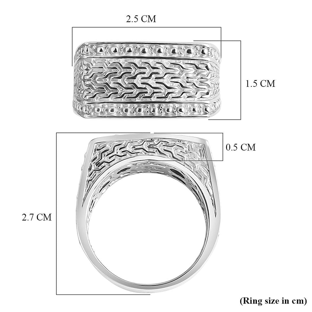 D'Joy Sterling Silver Rectangular Signet Ring, Silver Wt. 10.80 Gms.