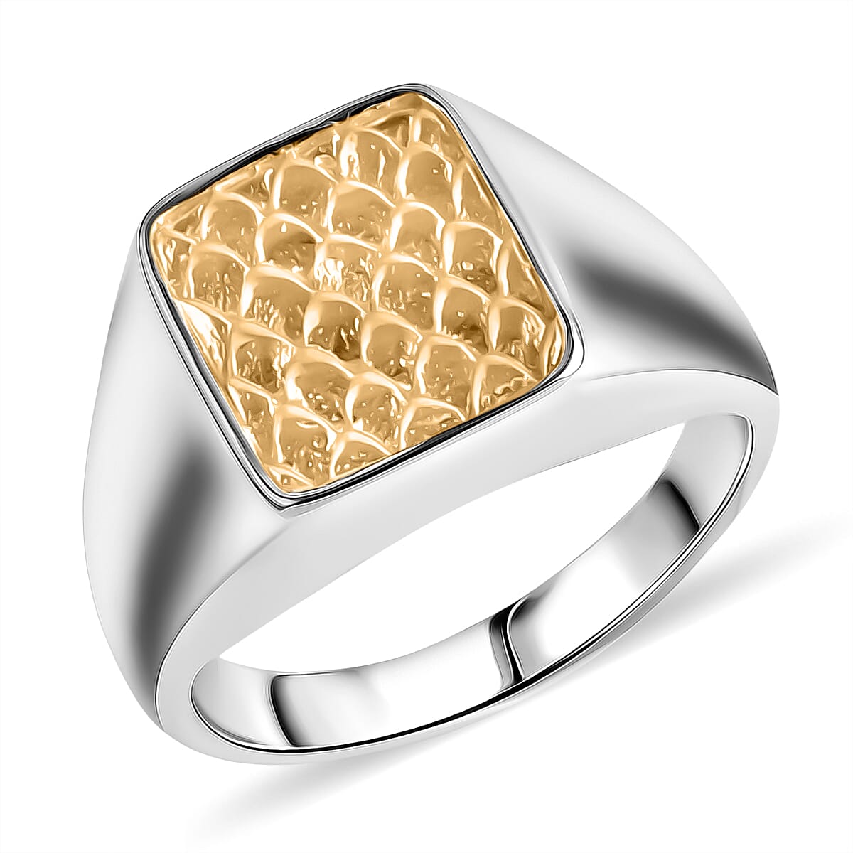 D'Joy Sterling Silver Honeycomb Signet Ring in Two Tone Plated 8261788 0