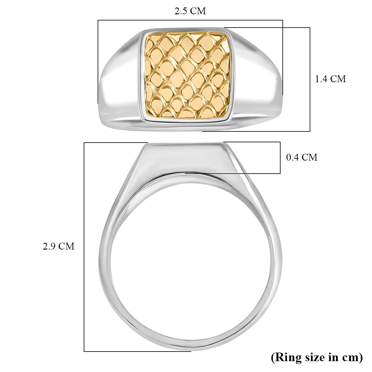 D'Joy Sterling Silver Honeycomb Signet Ring in Two Tone Plated 8261788 5