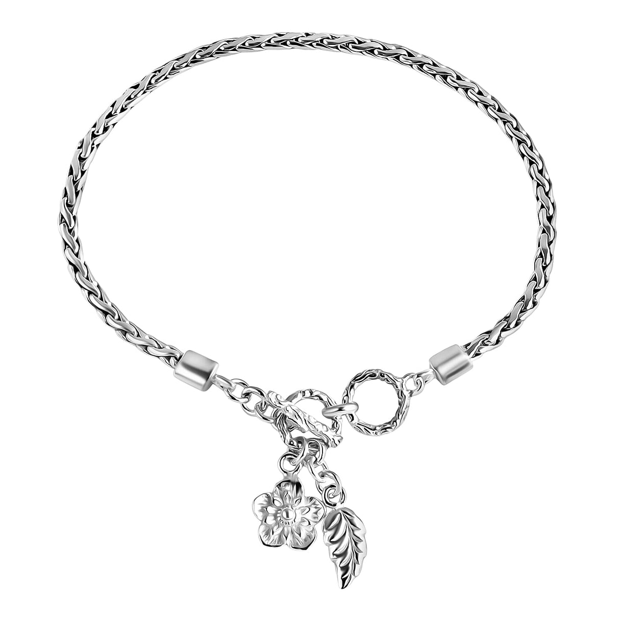 D'Joy Sterling Silver T-Bar Bracelet (Size 7.5-8), Silver Wt. 9.50 Gms. 8261229 0