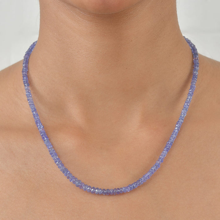 D'Joy - Tanzanite Necklace (Size - 18+2 Ext) in Rhodium Overlay Sterling Silver 70.00 Ct. 8550992 2