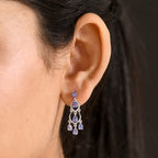 D'Joy - Tanzanite Dangling Earring with Push Back in Rhodium Overlay Sterling Silver 2.04 Ct.